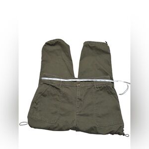 Democracy Olive Green Cargo Pants Size 14 Wide Leg Drawstring Hem Utility